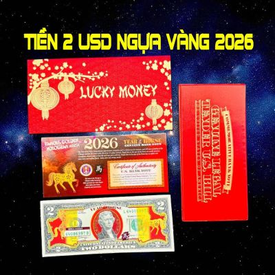 Tiền 2USD Mạ Vàng NGỰA 2026