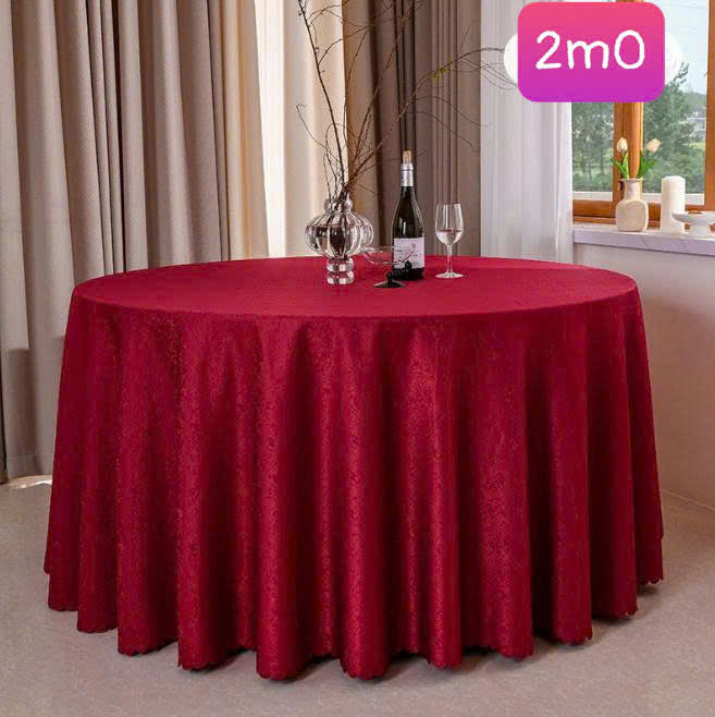Khăn Trải Bàn Tròn 2m0 (đỏ - vàng)