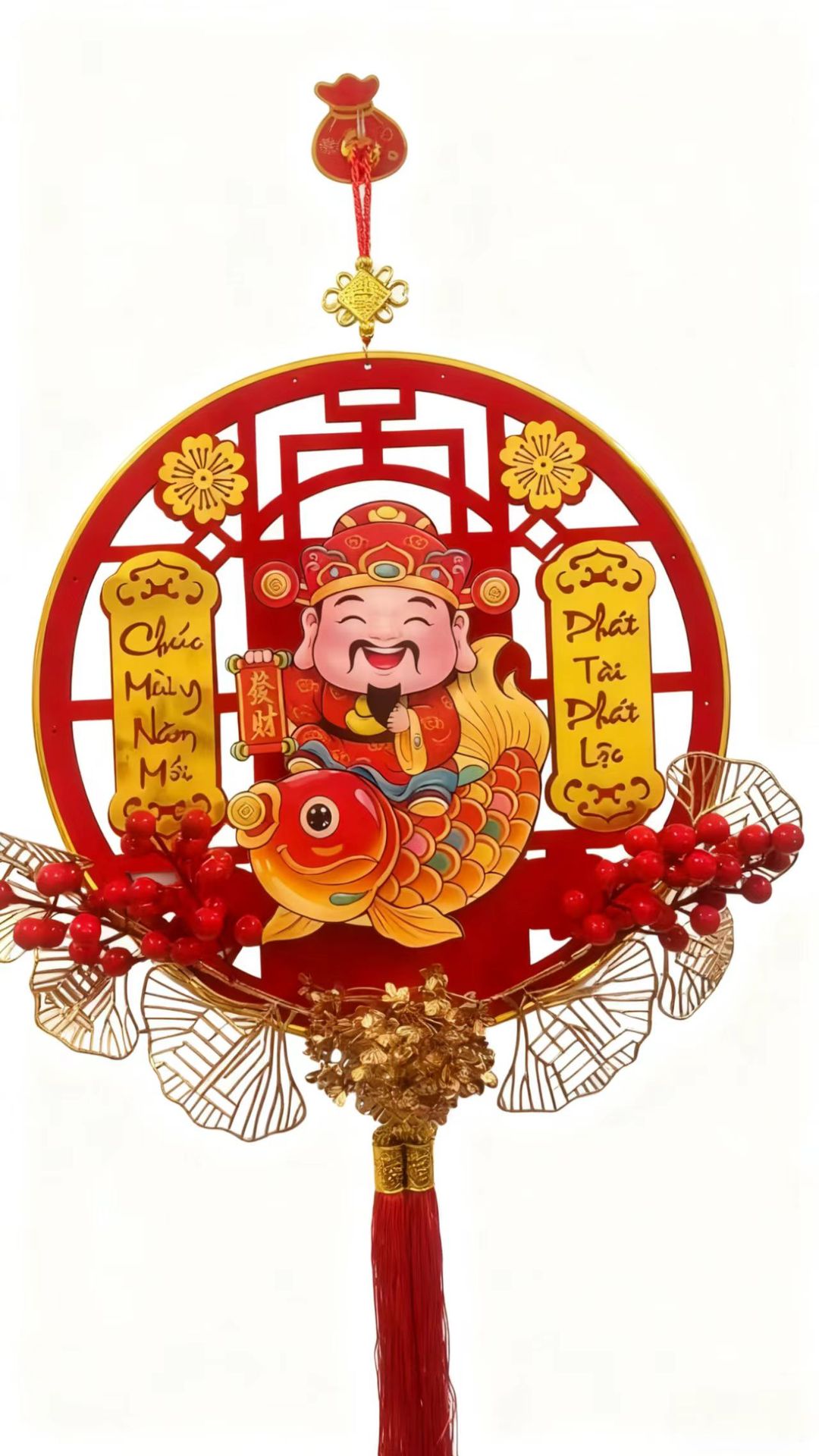 Thần Tài Cưỡi Cá Chép – Gật Tròn