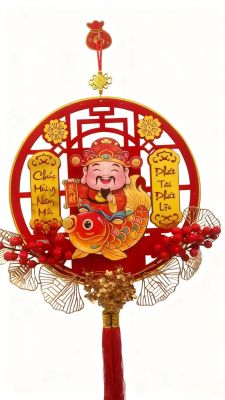 Thần Tài Cưỡi Cá Chép – Gật Tròn