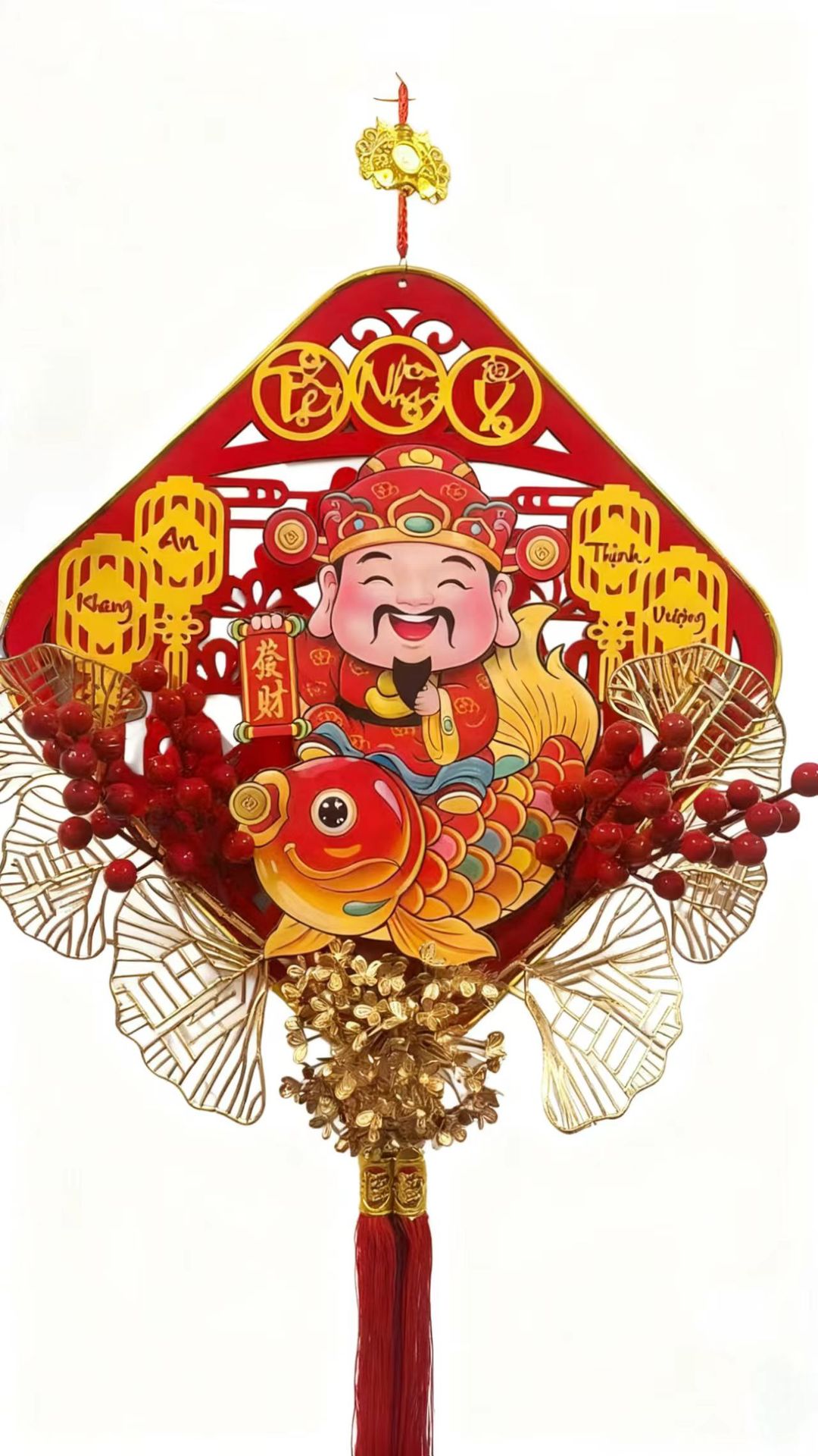 Thần Tài Cưỡi Cá Chép – Gật Vuông