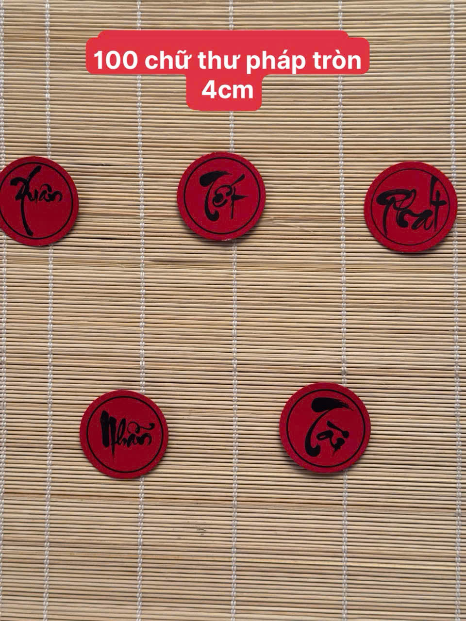 Set 100 Chữ Thư Pháp Tròn 4cm