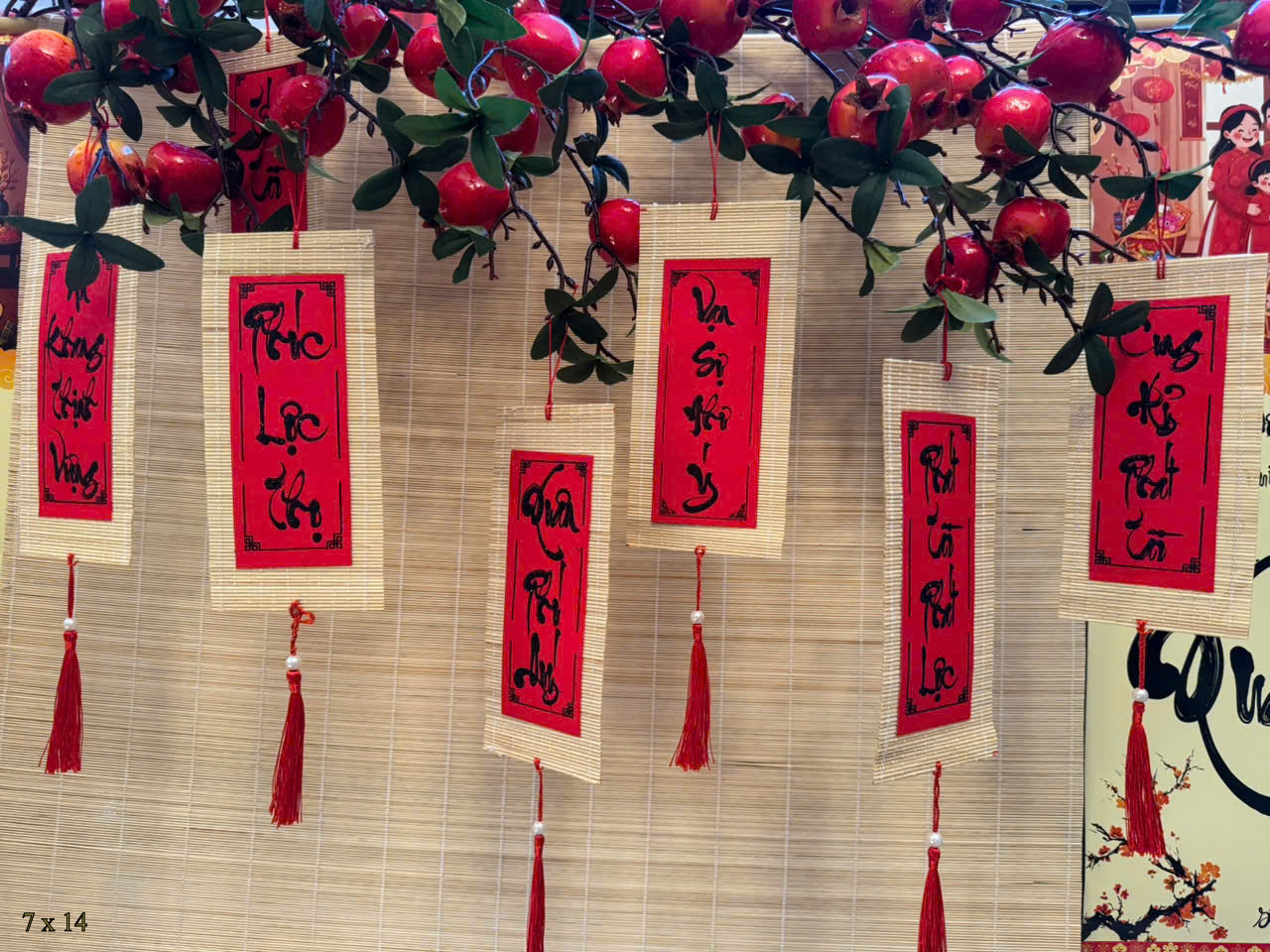 Set 10 Mành Tre Thư Pháp -  7x14cm TRUNG