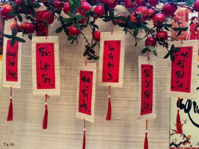 Set 10 Mành Tre Thư Pháp -  7x14cm TRUNG