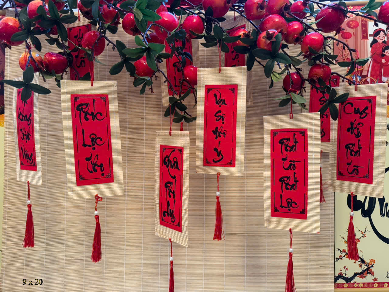 Set 10 Mành Tre Thư Pháp -  9x20cm LỚN