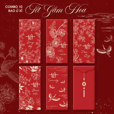 Set 100 Bao Lì Xì Tết Gấm Hoa