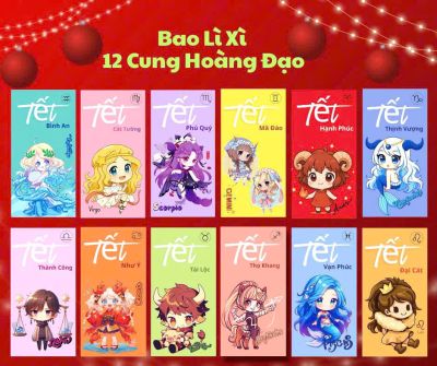Set 120 Bao Lì Xì Cung Hoàng Đạo