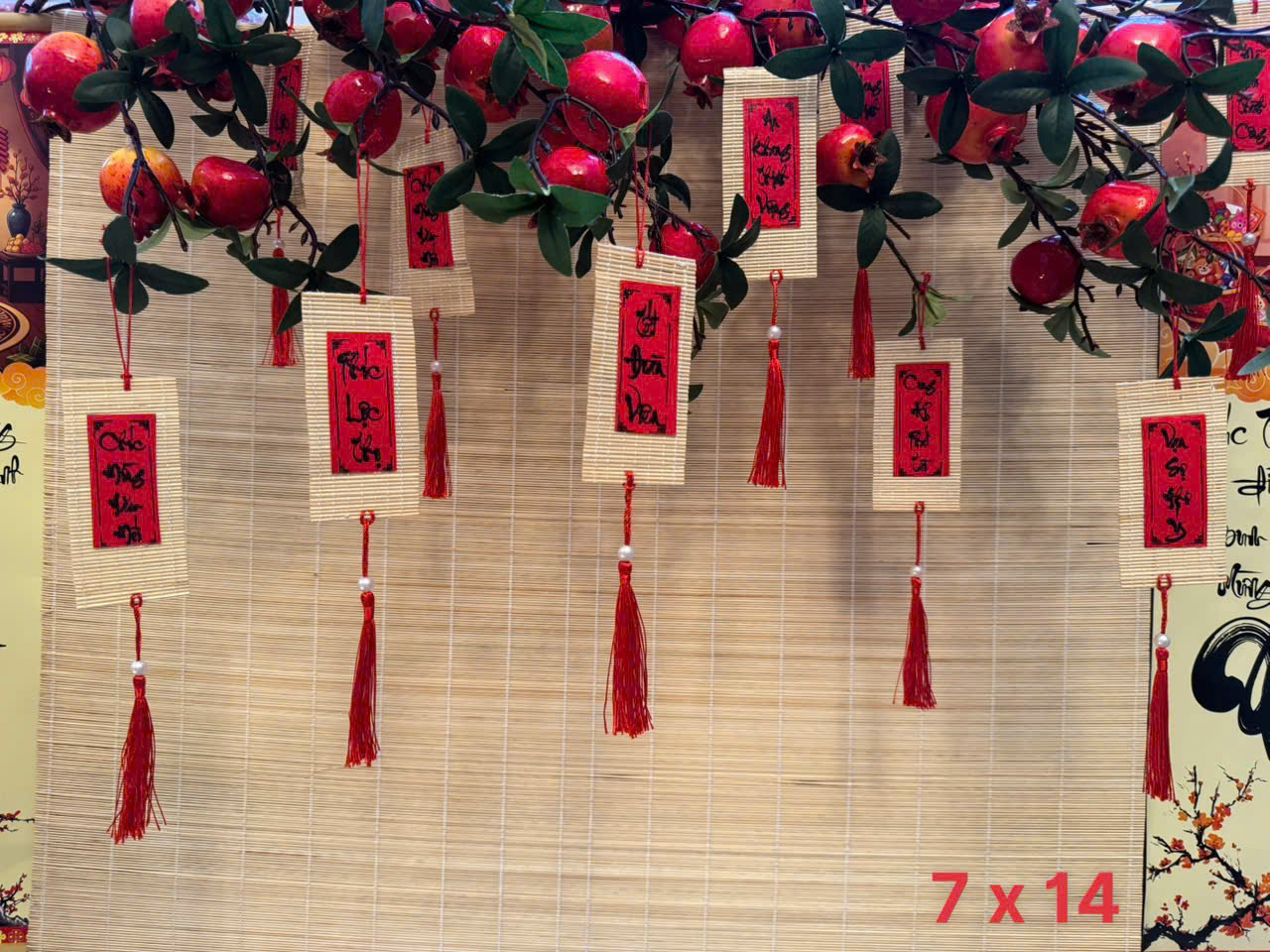 Set 10 Mành Tre Thư Pháp -  7x14cm TRUNG