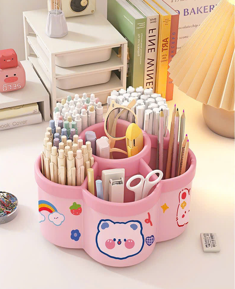 Khay Bút Hình Hoa Xoay 360 độ