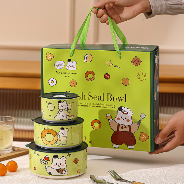 Bộ 3 Tô Sứ Hình Thỏ Cookie Rabbit Cao Cấp