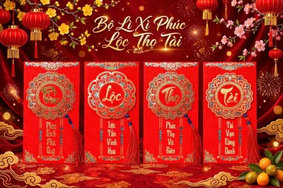 Set 10 Bao Lì Xì Kim Tuyến (Phúc - Lộc- Thọ- Tài)