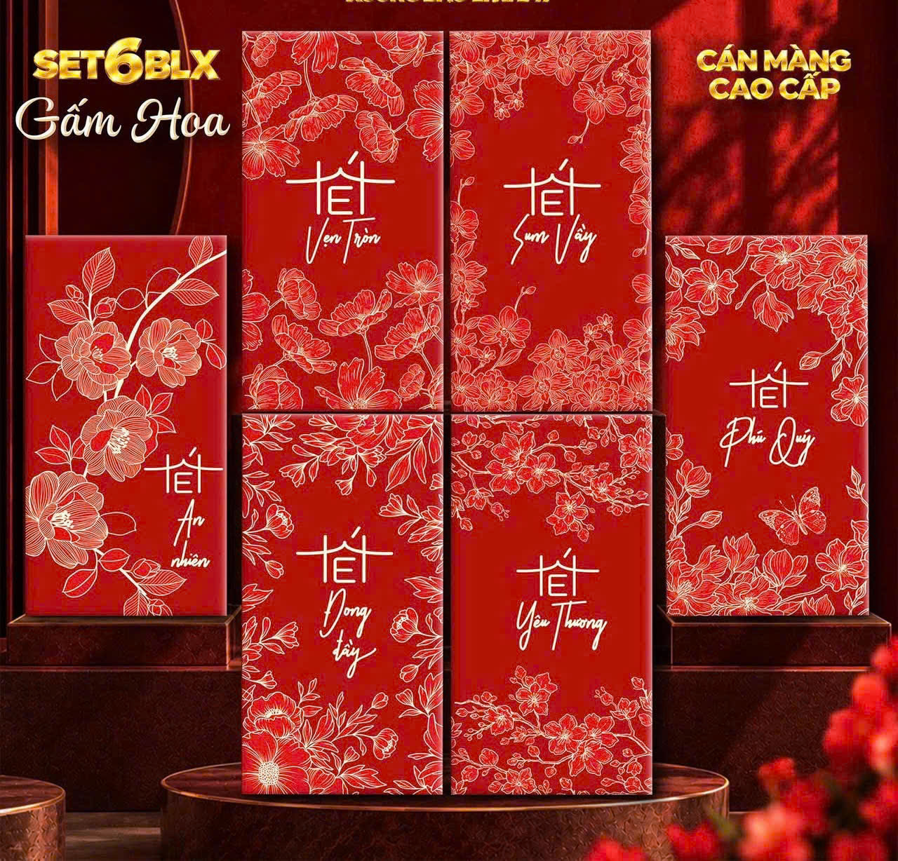 Set 60 Bao Lì Xì – Gấm Hoa