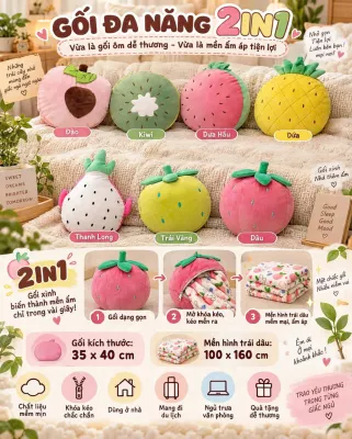 Bộ Gối Kèm Chăn Trái Cây 2in1