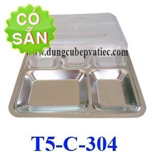 Khay cơm inox 304 5 ngăn có nắp