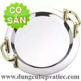 Khay inox tròn 2 quai tay nắm mạ vàng cao cấp
