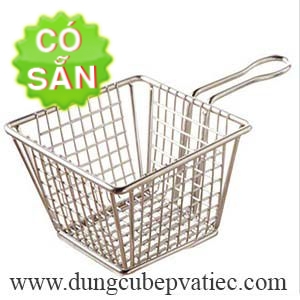 Giỏ rổ chiên vuông tay cầm inox