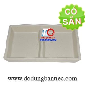 Dĩa tương melamine nhám 2 ngăn nâu đá DV104-5.3