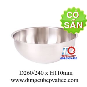 Tô inox đánh trứng trộn bột 260mm