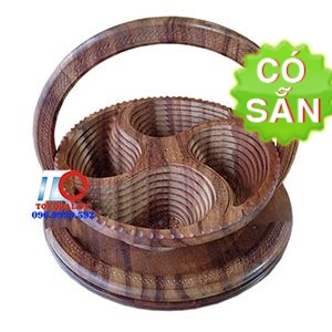 Khay gỗ đựng bánh mứt 4 ngăn bán nguyệt KG4B-35-DT