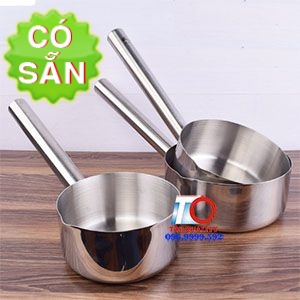 Gáo inox 304, loại dày 1.2 ly; có miệng rót,-gồm 3 size 16cm-18cm-20cm ...