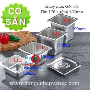 Khay inox GN 1/6