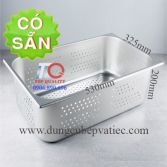 Khay inox chữ nhật có lỗ sâu lòng 1/1*200