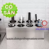 Hộp inox đựng đũa muỗng nĩa ống hút 8 ống