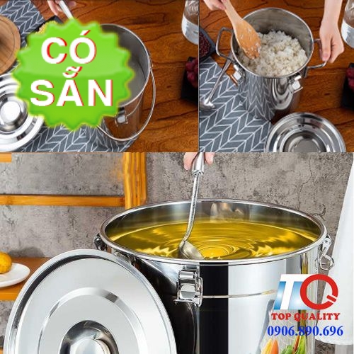 Xô inox 304 có nắp đậy kín - quai xách - 100% inox an toàn thực phẩm ...