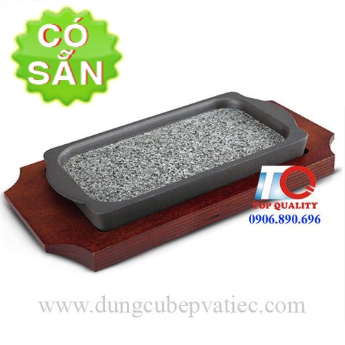 Tấm đá nướng Teppan viền gang có đế gỗ