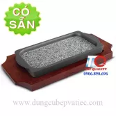 Tấm đá nướng Teppan viền gang có đế gỗ