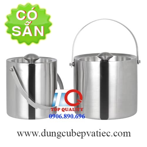 Xô đựng đá inox 2 lớp cách nhiệt quai xách