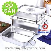 Khay inox chữ nhật có nắp và quai xách