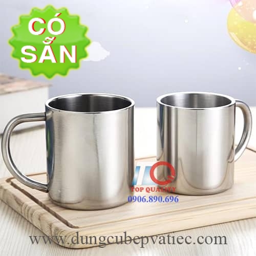 Ly inox có quai 304 2 lớp cách nhiệt