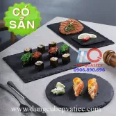Dĩa đá đen phẵng đựng sushi-steak
