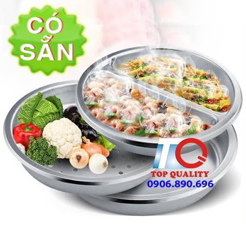 Khay inox buffet tròn