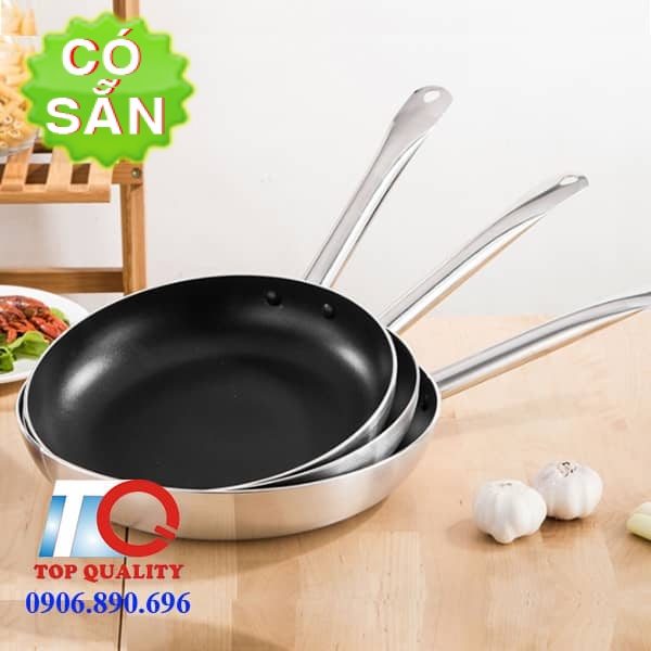 Chảo inox chống dính-chảo inox công nghiệp tay cầm 18 - 22 - 24 - 26 ...