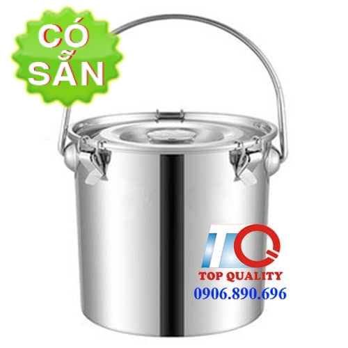 Xô inox 304 có nắp đậy kín - quai xách - 100% inox an toàn thực phẩm ...