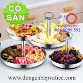 Dĩa inox 1 - 2 tầng đựng thức ăn topping lẩu