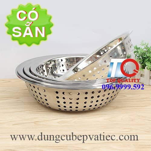 Rổ inox 304 loại dày đủ size, sâu lòng, đáy bằng - lỗ lớn +/- 5 ly ...