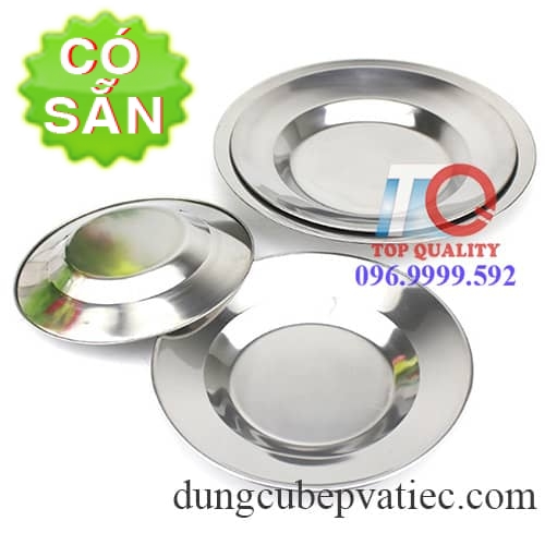 Dĩa inox tròn nhiều size 14-16-18-22-24cm, 100% inox an toàn VSTP, hàng ...