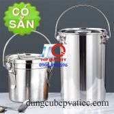 Xô inox 304 nắp có roan-móc cài gập-đậy kín