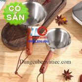 Nồi inox 304 mini nấu sốt có miệng rót - tay cầm bằng gỗ