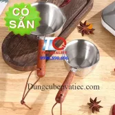 Nồi inox 304 mini nấu sốt có miệng rót - tay cầm bằng gỗ