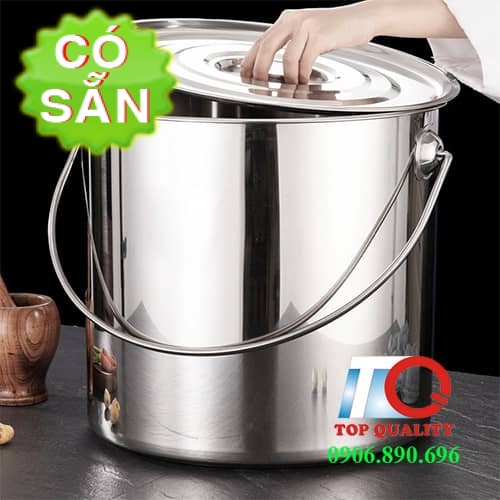 Xô inox quai xách + có nắp; đúng inox SUS 304 - an toàn vệ sinh thực ...