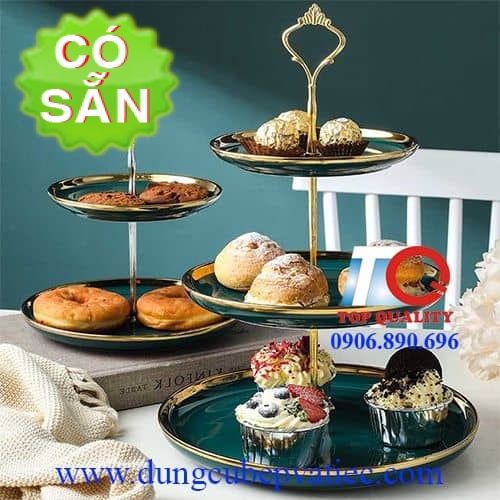 Kệ trưng bày bánh trái cây buffet 2 - 3 tầng sứ cao cấp