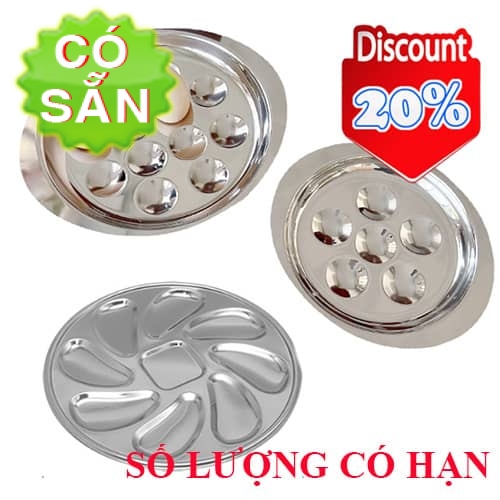 Khay inox đựng trứng - ốc 6 - 12 ô