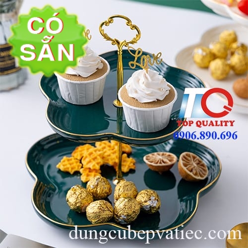 Giá inox trang trí buffet 2 tầng