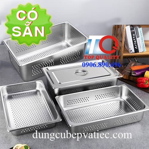 Khay inox 1/1 có đột lỗ
