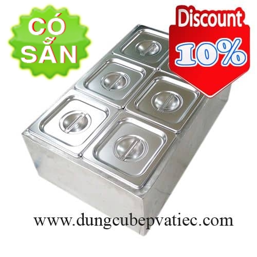 Quầy hộp inox trưng bày khay topping thạch trà sữa