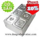 Quầy hộp inox trưng bày khay topping thạch trà sữa